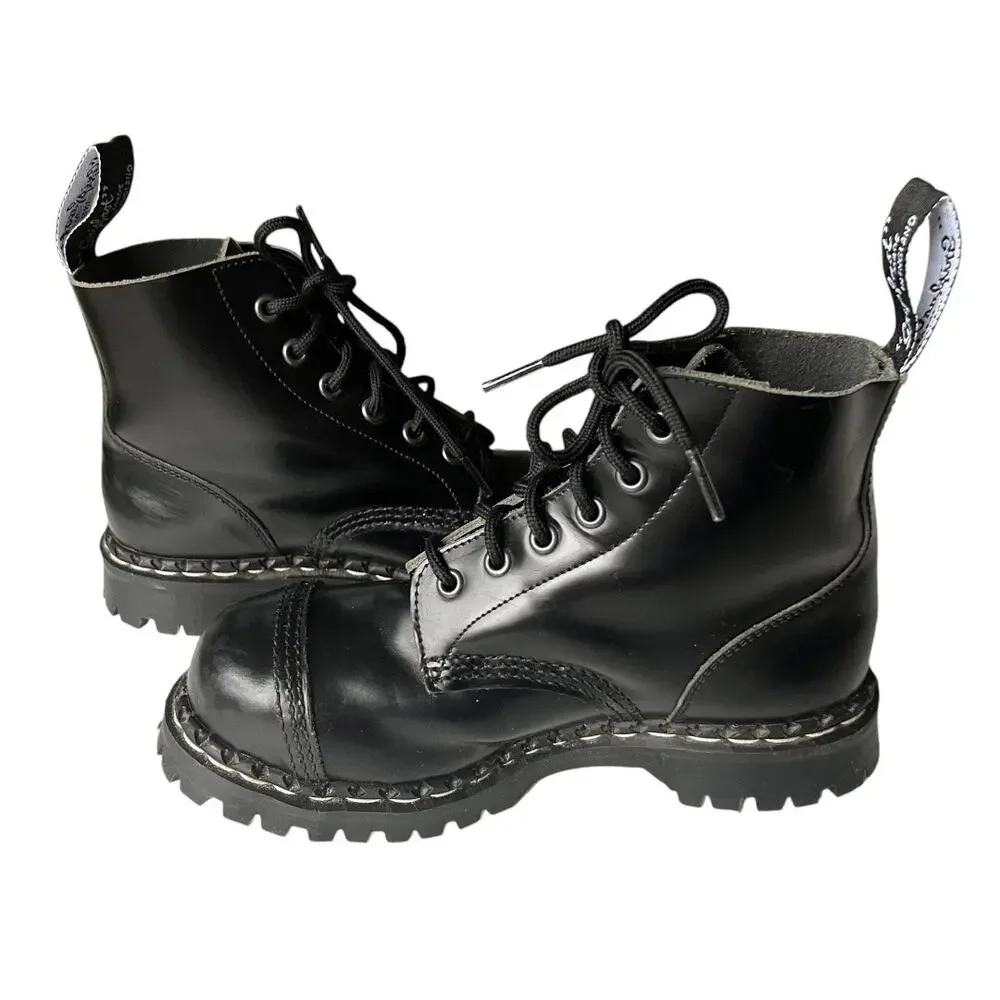 Original Gripfast Black Cap 6 Eye Steel Toe Leather Combat Boots Size 3.5 UK - Picture 12 of 14